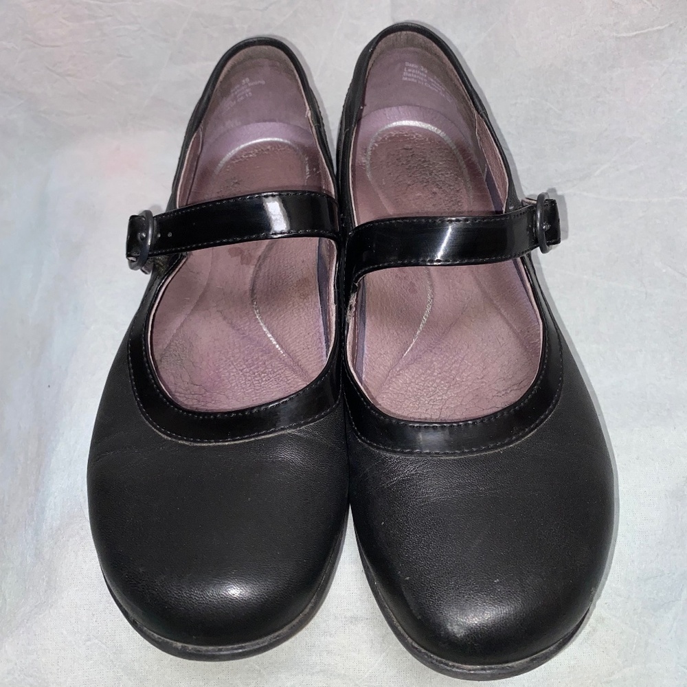 Dansko Black Leather MaryJanes w/details